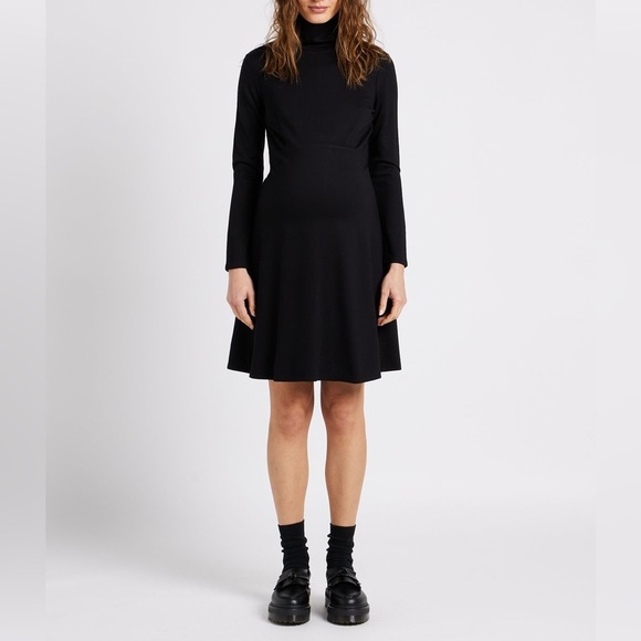 New Seraphine Vanessa Turtleneck Long Sleeve Maternity Dress Black Sz 10 - Picture 13 of 16